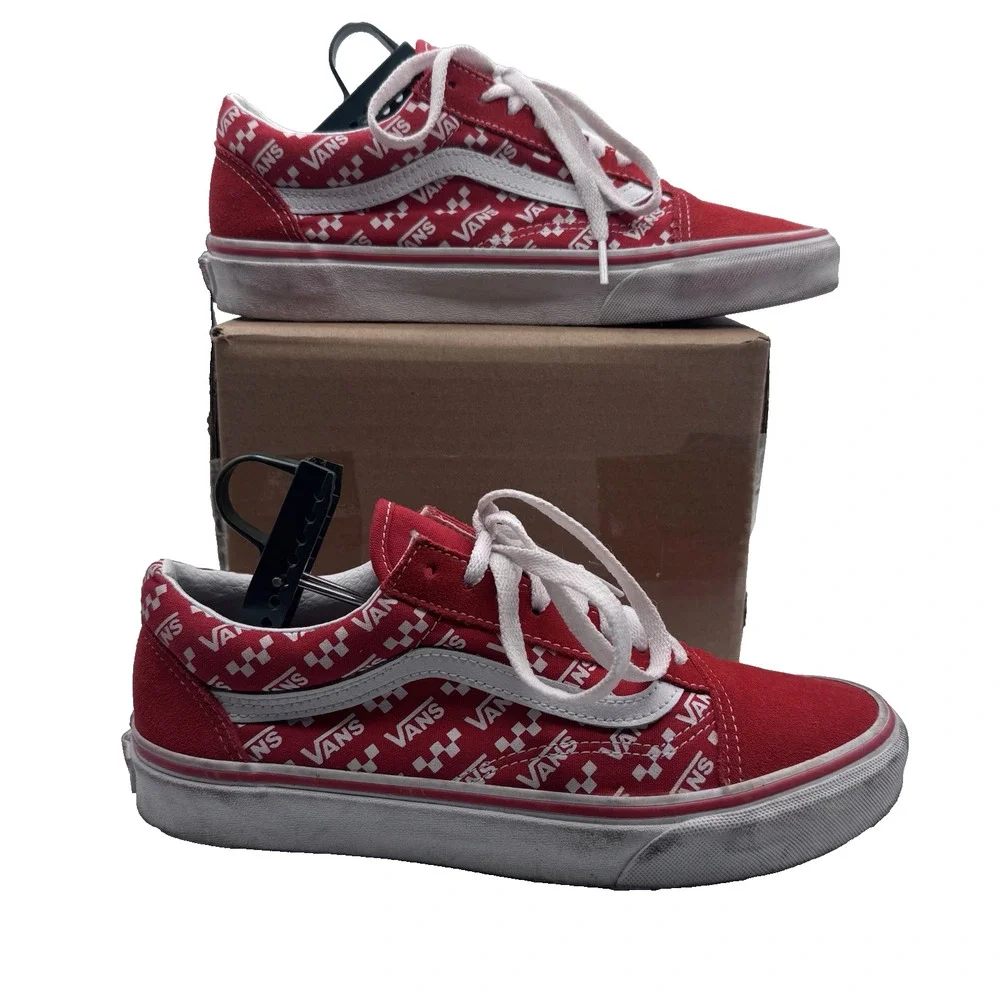 Vans Old Skool Red White Low Top Sneakers Women’s 9 Men’s 7.5